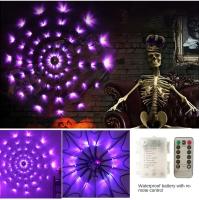 Decoración De Halloween Con Telas De Araña Luminosas 70 LED Colores Naranja Y Morado Para Exterior E Interior - details 6