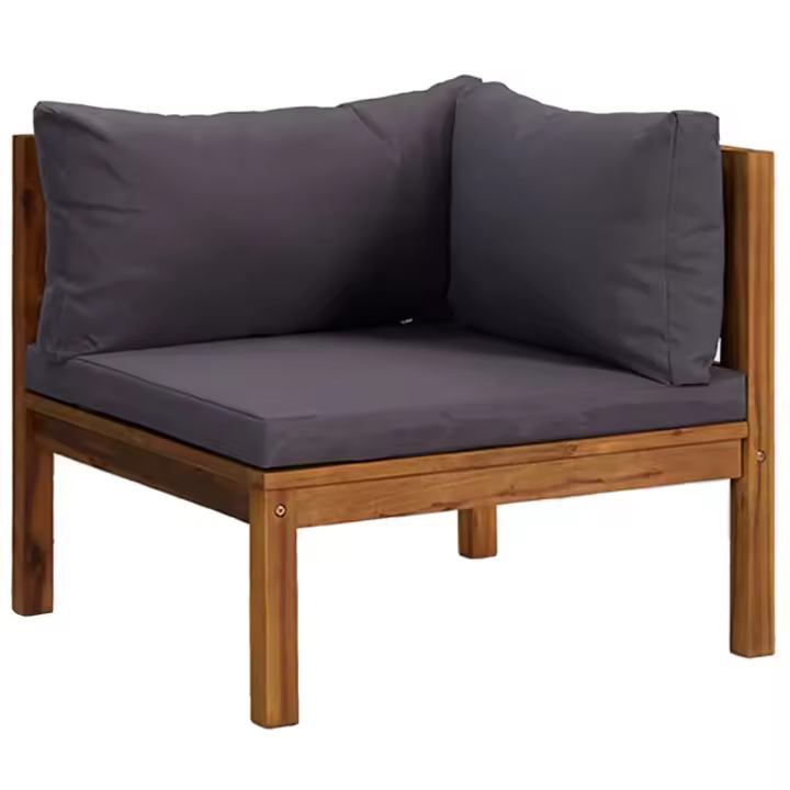 vidaXL Sofá esquinero seccional cojín madera de acacia Gris oscuro, Blanco crema, Conjunto Terraza Muebles Jardín Exterior Juego de Muebles de jardín Mueble Jardín Exterior Muebles de Salon Exterior - 1