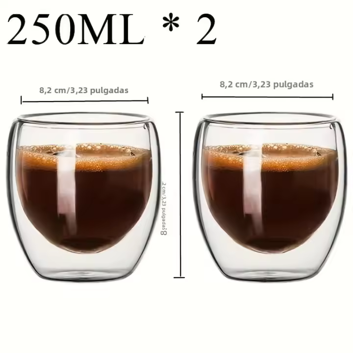 Vaso De Vidrio Doble Muralla Mini Para Té Café Y Whisky a Prueba De Calor Translúcido Vaso De Mano Ecológico Para El Hogar - 1