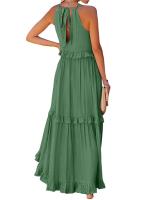 Vestido De Verano Para Mujer Con Camisola Y Falda Larga Estilo Europeo Y Americano Sin Mangas Cuello Redondo Polyester Spandex - details 11