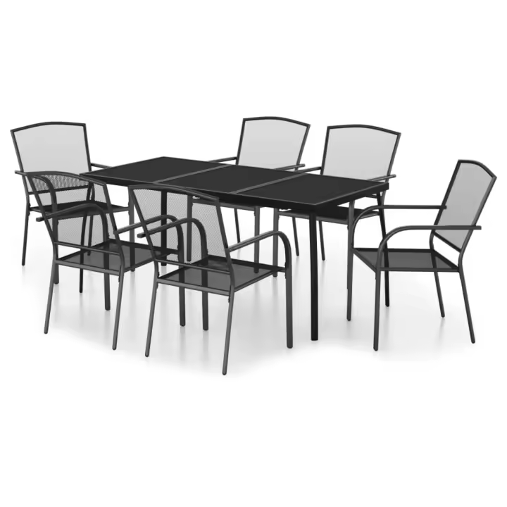 vidaXL Juego de comedor de jardín 7 piezas acero gris antracita - 1