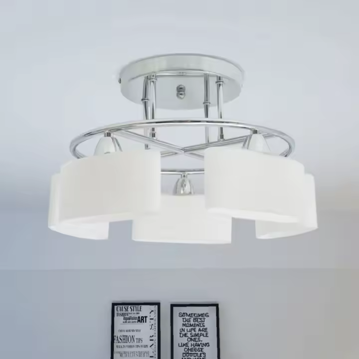 vidaXL Lámpara de techo pantalla cristal elipse 5 bombillas E14 200 W - 1
