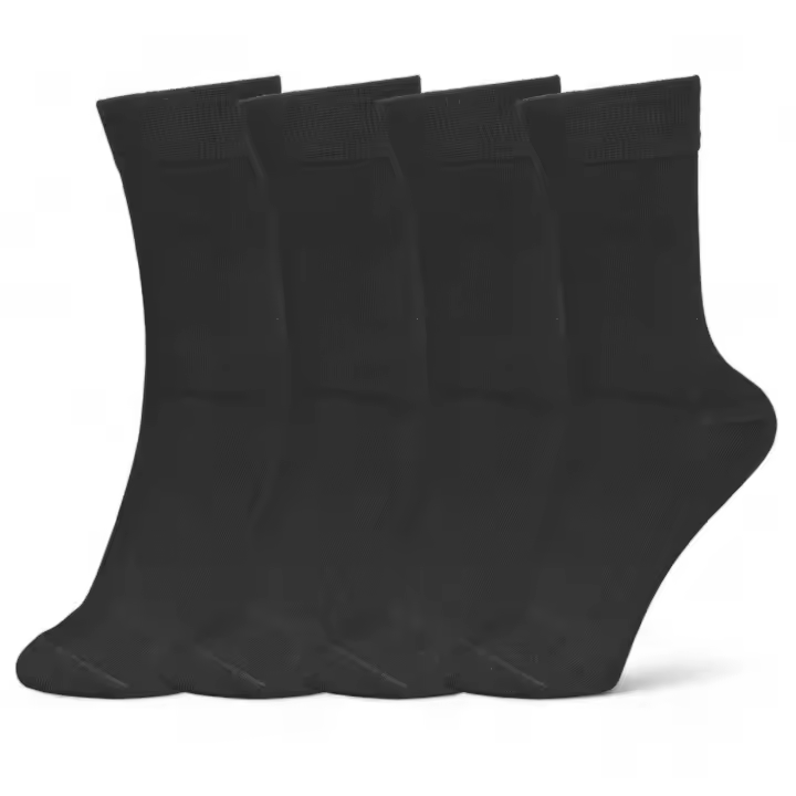 Geshop 4 Pares Calcetines Tobilleros Caña Alta Fibra de Bambú Hombre Mujer  Calcetines Altos Transpirables  Calcetines Medios Bamboo Anti Olor  Color Negro - 1