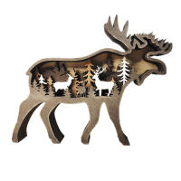 Wolf Totem Decorativo De Madera Vacío Navidad Animal Creatividad Adorno De Escritorio Para Coche Decoración LED Para Sala De Estar - details 1
