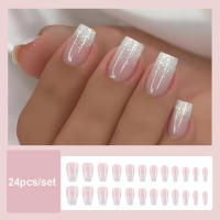 Kit De Uñas Postizas Con Diseño Geométrico Y Estampado De Océano Azul 24 Piezas Uñas Falsas Cortas De ABS Para Arte De Uñas - details 30