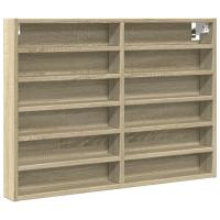 vidaXL Vitrina de madera ingeniería 80x8,5x58 cm Blanco, Negro, Roble Sonoma Mueble Almacenaje Estantería para Oficina, Estudio, Dormitorio Estantería/Librería/ mueble de Almacenamiento - details 1