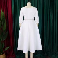 Vestido De Lujo Para Mujer Con Cuello Redondo Manga Larga Cinturado A-Linea Hasta El Tobillo Elegante Vestido De Cumpleaños - details 28