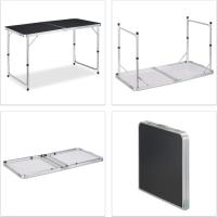 STARLEY-Mesa de campamento plegable Aluminio,mesa de campamento portátil altura ajustable para picnic, barbacoa, fiesta, playa,120 x 60 cm,Color Blanco,Negro - details 2