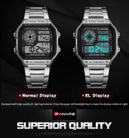 Reloj Deportivo Militar Para Hombre Acero Inoxidable 5BAR Impermeable Pantalla Digital Relogio Masculino Con Alarma Y Calendario - details 4