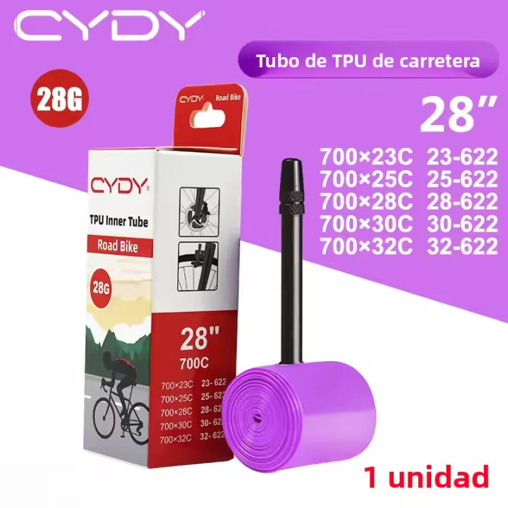 Tubo Interno De Bicicleta De Carretera CYDY 28g TPU 700x23C 25C 26C 27C 28C 30C 32C Neumático De Bicicleta Ciclismo En Color Morado - 1