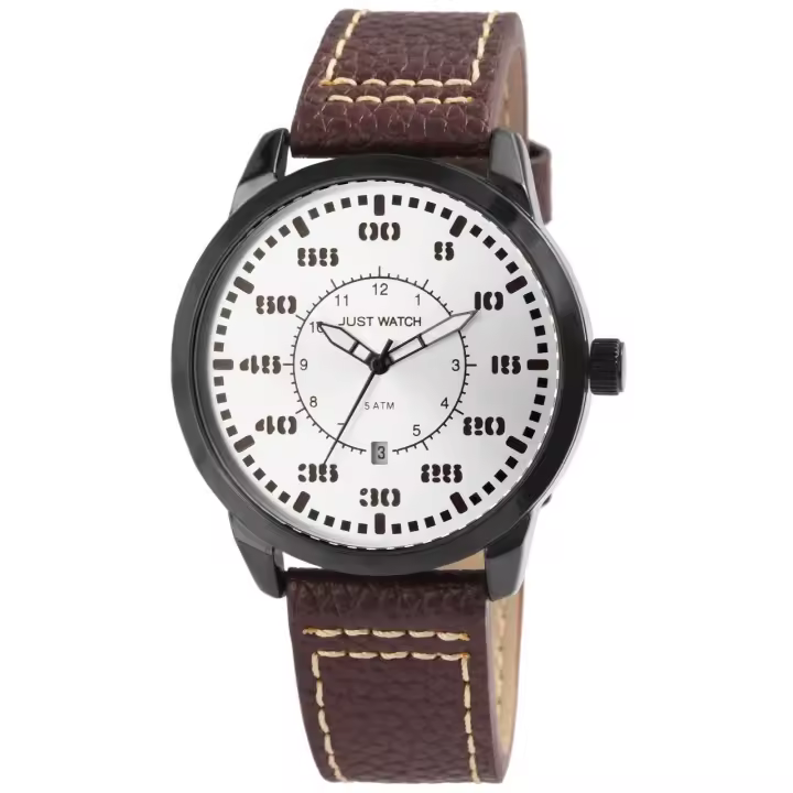 Reloj Just® Hombre com Bracelete em Pele Genuína - 1