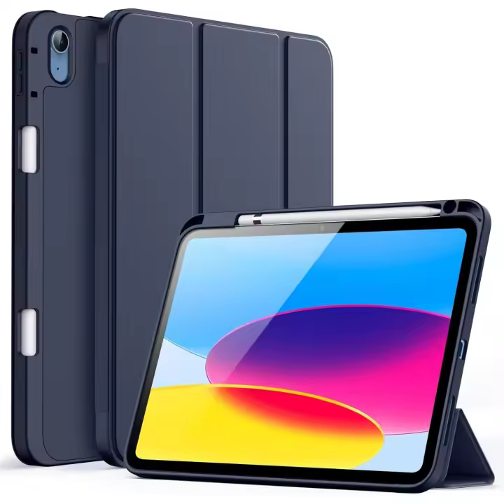Funda para iPad (A16) 11.ª/10.ª Generación (2025/2022) con Portalápiz, Slim Tableta Cover con Suave TPU Trasera Carcasa con Auto-Sueño/Estela (Marino) - 1