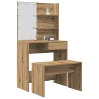 vidaXL Set de tocador con LED madera contrachapada en color Roble Sonoma/Marrón roble/Madera antigua y más - details 6