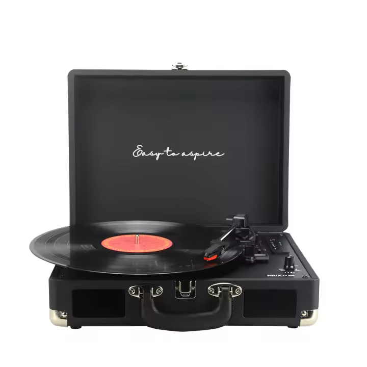 Tocadiscos Bluetooth VC400, Reproductor por Bluetooth y USB, Digitalización de vinilos, 2 Altavoces Incorporados, Diseño de Maleta Vintage | PRIXTON - 1