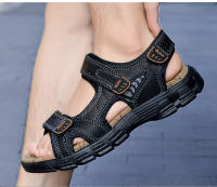 Sandalias De Cuero Genuino Para Hombre Verano Zapatillas De Playa Y Senderismo Antideslizantes Y Resistentes Al Desgaste Suaves De Goma Para Exterior - details 15