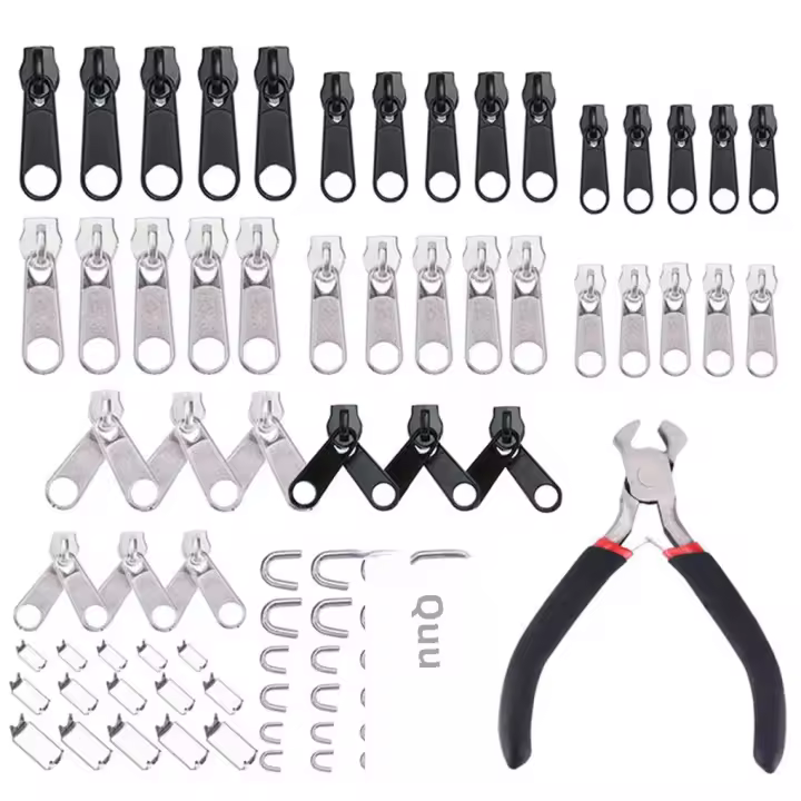 Kit De Reparación De Cremalleras 84pcs/Bag Rescate De Deslizadores De Cremalleras Universal Para Ropa Bolsos Tienda De Tents Herramienta De Costura - 1