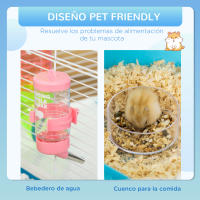 PawHut Jaula para Hámster Grande 59x36x69 cm Casa para Hámster con 4 Plataformas Tubos Comedero Bebedero 4 Rampas Rueda de Ejercicio y 2 Asas Portátiles Azul y Blanco - details 3