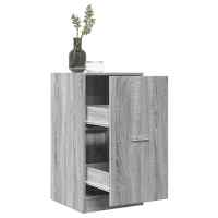 vidaXL Armario botiquín madera de ingeniería 40x41x77,5 cm en color Blanco/Marrón roble/Roble ahumado y más | almacenamiento funcional diseño moderno para baño dormitorio sala - details 7