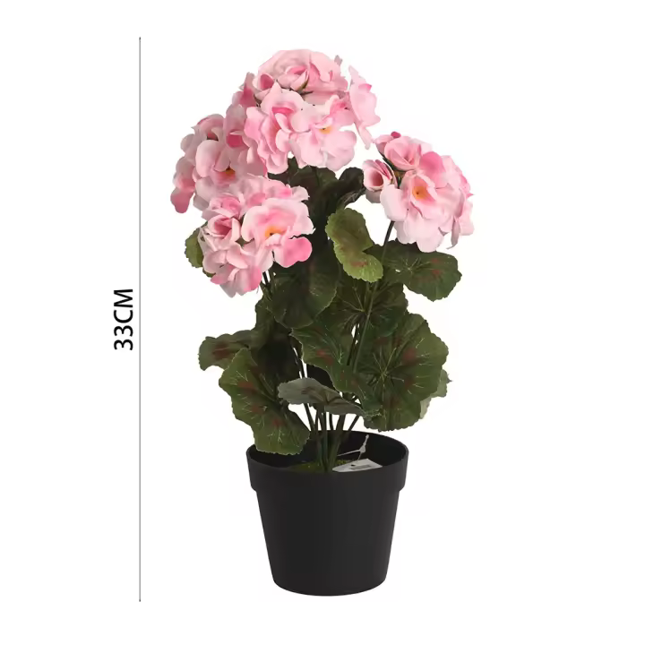 Poenia Arte Floral - Flor de Geranio Artificial en Maceta 33cm - REF M630977 - Realismo Sin Mantenimiento - 1