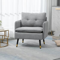 HOMCOM Butaca de Salón Sillón Relax con Reposabrazos Asiento Acolchado y Patas de Acero Sofá Individual de Moderno para Dormitorio 76x68x80 cm Azul Oscuro - details 1