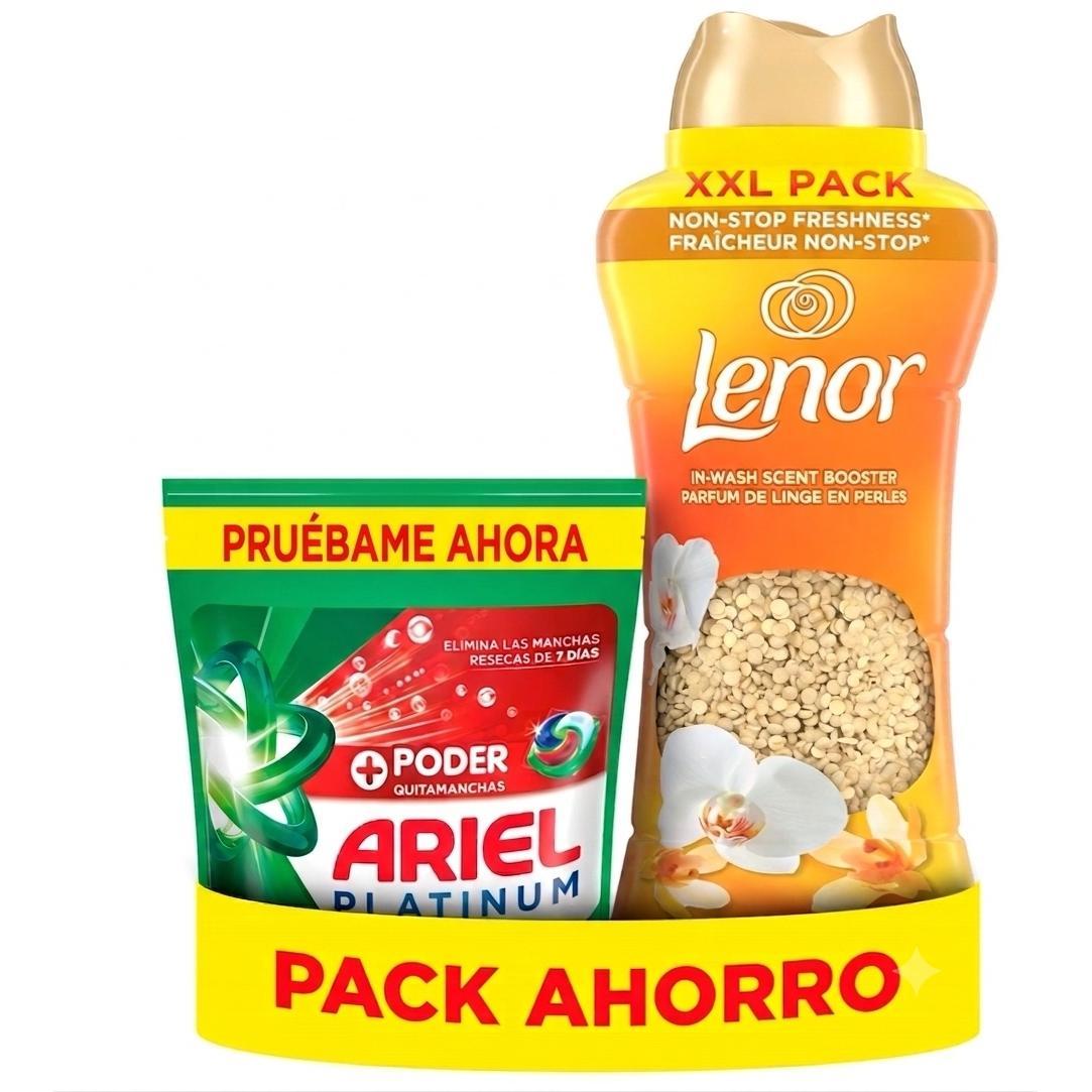 LENOR Perlas Orquídea Dorada 735 gr + ARIEL Oxi 10 Lavados