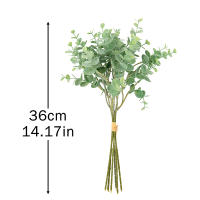 6pcs Eucalipto Artificial Verde Para Decoración De Hogar Boda Navidad Mesa DIY Hojas De Planta Falsa De Plástico - details 1