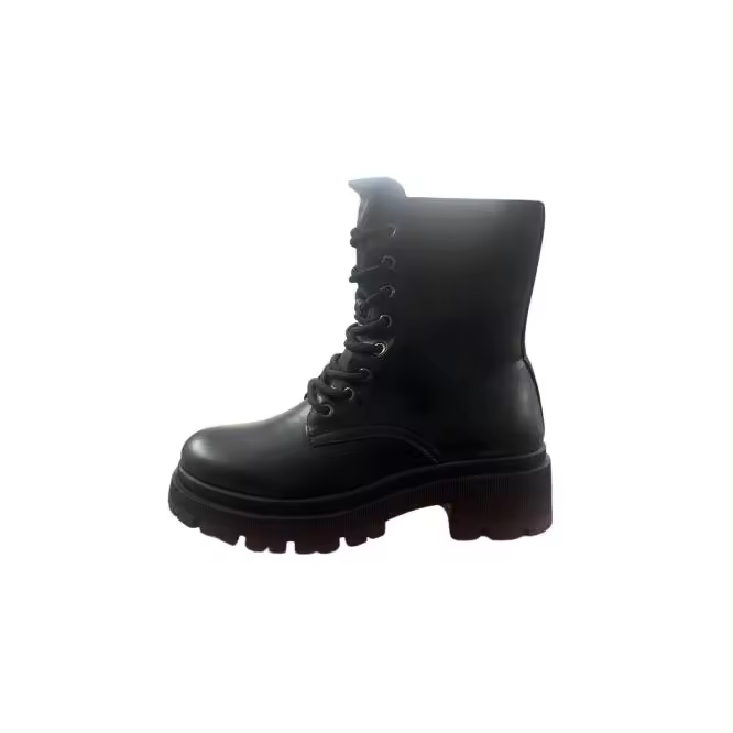 Mº355 NEGRO  BOTIN TIPO MILITAR  CON TACON BAJO BOTIN MUY COMODO DE MUJER ECHO EN POLIPIEL CIERRE DE CREMALLERA  Y CORDONERA - 1