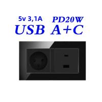 Enchufe De Pared Israël 16A 4000W 1 2 Gang 1way Con USB TipoC Puertos 86/146/147 Salidas Panel De Vidrio Enchufes Estándar Para Uso Residencial Y General - details 7