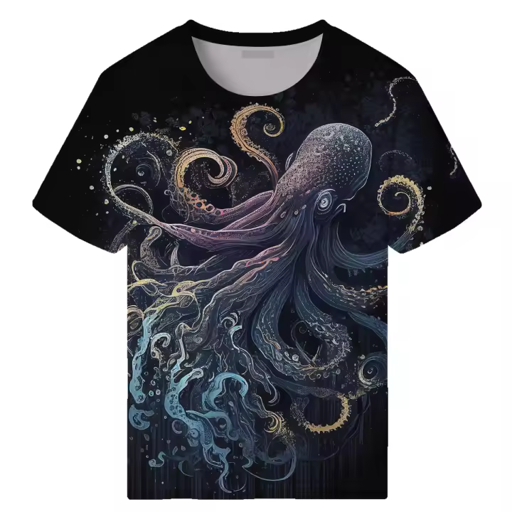 Camisetas con estampado de pulpo para hombre, camisa gráfica de la serie Ocean, novedad - 1