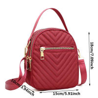 Bolso Bandolera Para Mujer Con Varios Bolsillos Y Pouch De Teléfono Móvil Color Sólido Bolso De Hombro Con Bordado En Cuadrícula Versátil - details 13