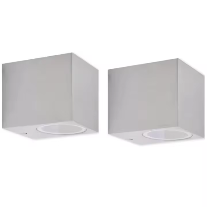vidaXL Lámparas Pared Cúbicas para Exteriores (2 unidades) con Reflector de Crista Dimensiones 6.8 x 9.2 x 8.1 cm, 6.8 x 9.2 x 15 cm - 1