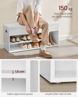 Banco zapatero con asiento acolchado, resistente, 3 estantes, tapa abatible, marrón o blanco, perfecto para pasillo o habitación - details 3