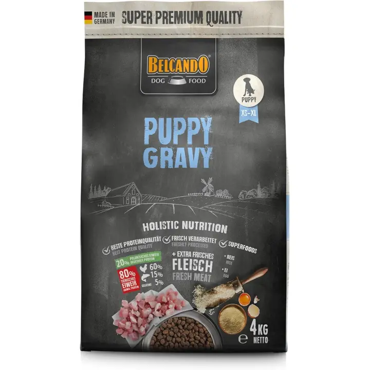 Pienso para perros Puppy Gravy [4 kg] Alimento Completo y Seco para Cachorros de Todas Las Razas hasta 4 Meses de Edad - Belcando - 1