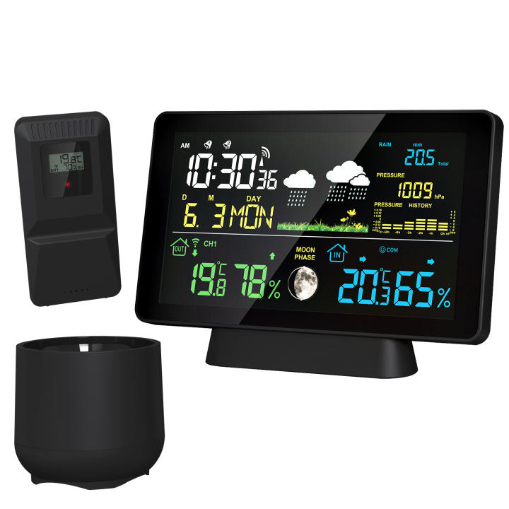 Multifunction Weather Station Alarm Clock Rain gauge Thermometer Hygrometer Color Screen Wireless Sensor  Hygrothermograph Pressure Test