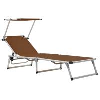 vidaXL Tumbonas plegables con techo 2 uds aluminio y textilene Sillas de Exterior Ideal para jardín, playa, piscina, terraza Tumbona Piscina Tumbonas Playa Tumbonas Jardín Exterior - details 0