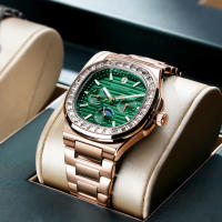 Reloj De Cuarzo Para Hombres SAPPHERO En Color Rosa Oro Resistente Al Agua Con Diamantes Reloj De Pulsera Moda Regalo Nuevo Material De Correa Acero Inoxidable - details 5