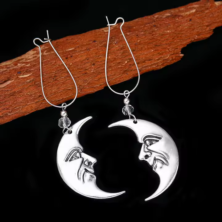 Pendientes De Luna Vintage Para Mujer Color Oro Asimétricos Estilo Étnico Accesorios De Joyería De Alta Calidad Para Fiestas De Vacaciones - 1