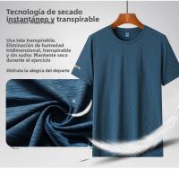 Camiseta Corta De Seda Hielo Para Hombre Alta Calidad Transpirable Conjunto De Deporte Al Aire Libre Cómodo Y Fresco Con Shorts De 5 Puntos - details 4