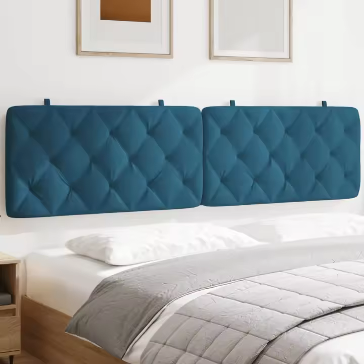 vidaXL Cabecero de cama acolchado terciopelo azul 200 cm - 1