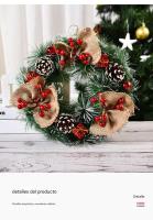 Corona de puerta navideña, piñones, frutos rojos Corona navideña, decoración de puerta navideña, corona navideña, adornos navideños, decoración de Adviento y Navidad - details 0