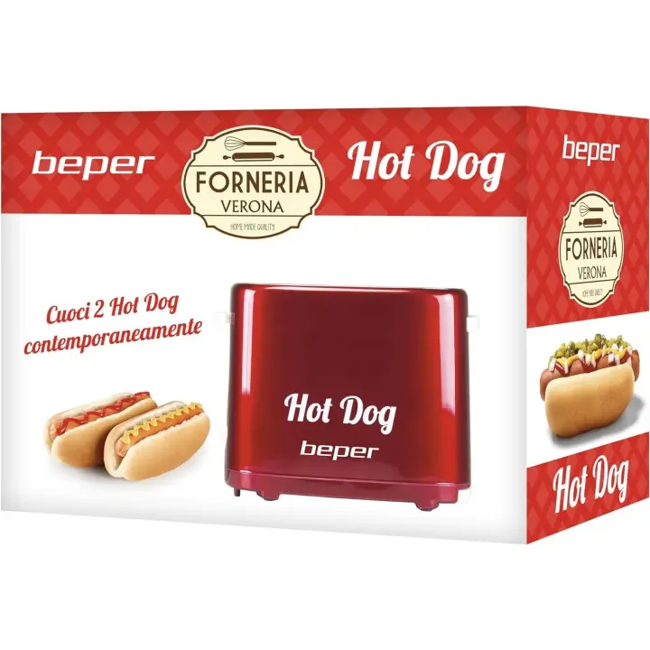 Máquina para Hot-Dogs BEPER BT.150Y, Color Rojo, 5 Niveles de Cocción - 1