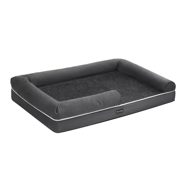 Feandrea Cama Ortopédica para Perros, Sofá, Cama para Mascotas, Acolchado Suave, Bordes Elevados, Funda Extraíble y Lavable, 120 x 85 x 20 cm, Antideslizante, Gris Osucro/Gris Claro - 1