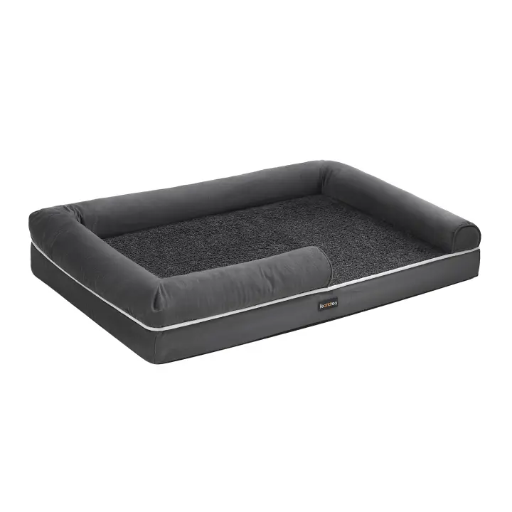 Feandrea Cama Ortopédica para Perros, Sofá, Cama para Mascotas, Acolchado Suave, Bordes Elevados, Funda Extraíble y Lavable, 120 x 85 x 20 cm, Antideslizante, Gris Osucro/Gris Claro - 1