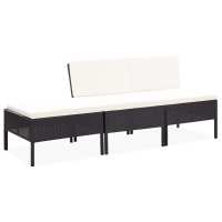 vidaXL Set de muebles de jardín 3 pzas y cojines ratán sintético en color Negro y blanco/Gris/Negro y más | acolchados duraderos para sofás de jardín terraza exterior - details 0