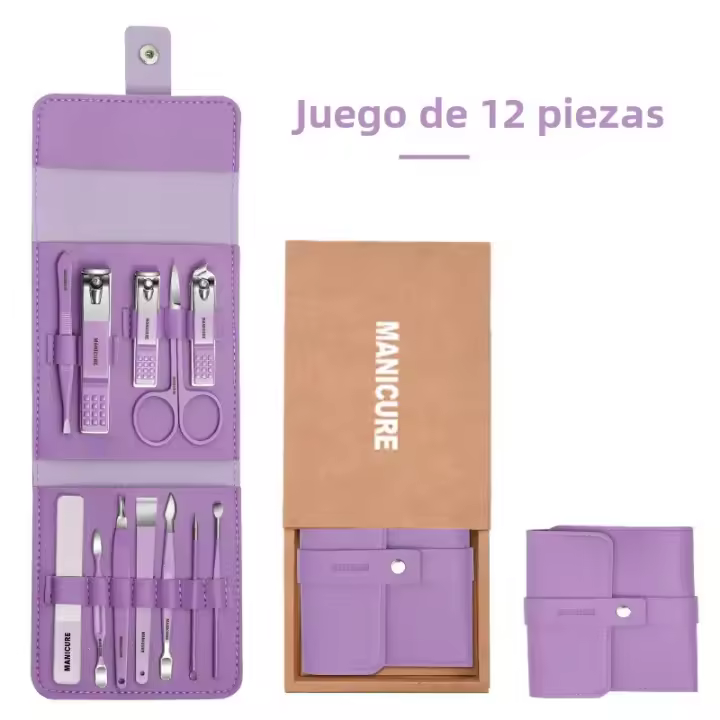 Set De Manicura Y Pedicura Profesional 16 En 1 De Alta Calidad Con Estuche Portátil De Cuero Regalo Para Hombres Kit Completo De Acero Inoxidable - 1