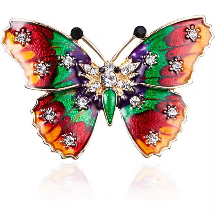Broche De Mariposa Rhinestone Mariposa Esmalta Pin Lindo Cristal Insecto Solapa Broche Clásico De La Boda Ramo De Novia Joyas Para Las Mujeres Niños - 1