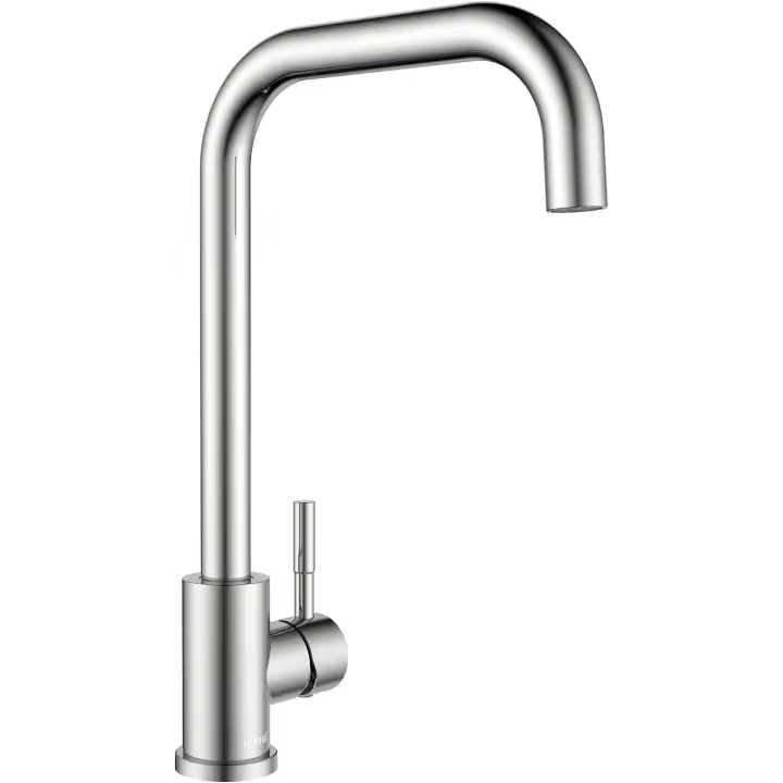 Torneira de Cozinha giratória 360 °, torneiras Cozinha Pia mono-Command Aço inoxidável SUS304 com AR, L-Form Alta pressão universal, torneira misturadora Água Quente E Fria-Níquel escovado - 1