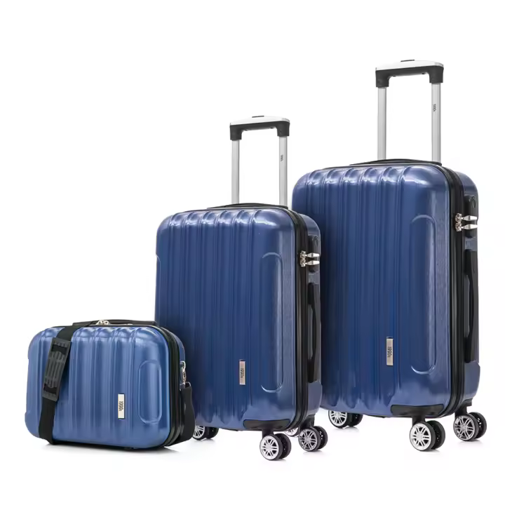 Juego de maletas Policarbonato Rígida 3 piezas|Maleta Cabina 55cm|Maleta Mediana 68cm|Neceser 29cm|AzulMarino/RosaDorada/Plata/Negro/Azul/Menta - 1