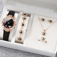 Set De 6 Relojes Para Mujer Con Dial De Corazón Y Cuerda De Cuero Moda Relojes De Cuarzo Con Joyería De Diamantes Sin Caja - details 0