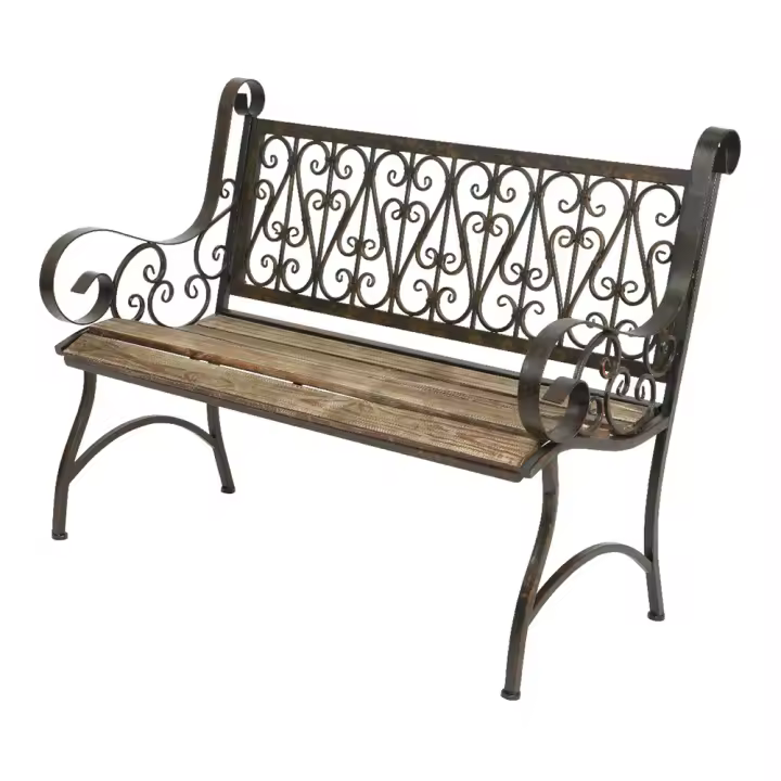 BANCO DE HIERRO CON ASIENTO DE MADERA 115x59x91cm MODELO: BORDEAUX - 1